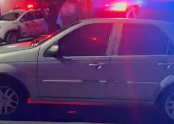 Viatura da Polícia Militar em ocorrência de atropelamento durante evento em Ubarana.