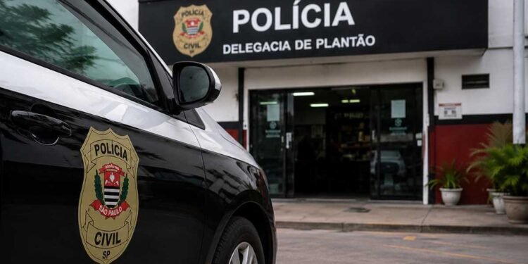 Carro sendo abordado pela polícia após golpe em negociação de venda em Rio Preto.