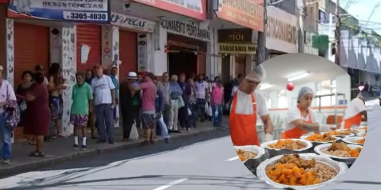 Almoço especial inspirado na culinária portuguesa servido no Bom Prato de Rio Preto durante programação temática da Copa do Mundo.