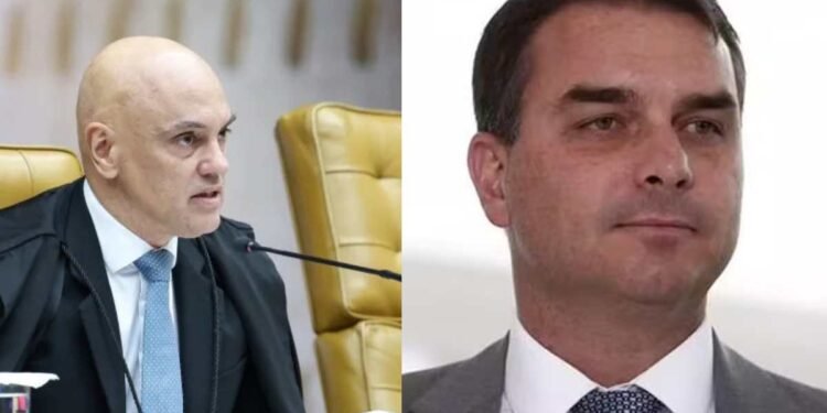 Alexandre de Moraes determina que a Polícia Federal ouça Flávio Bolsonaro em investigação por suposta calúnia contra Lula.