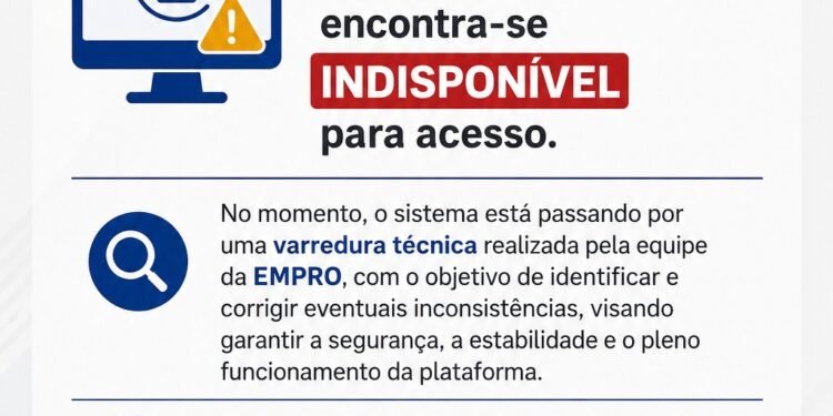 Plataforma com mais de mil vagas de emprego fica fora do ar em Rio Preto A plataforma do Balcão de Empregos de São José do Rio Preto, que já reunia mais de mil oportunidades para trabalhadores em busca de uma colocação no mercado, está temporariamente indisponível nesta terça-feira (28). O sistema é utilizado por moradores que procuram vagas, inclusive pessoas em busca do primeiro emprego. Segundo a Prefeitura, técnicos da Empro realizam uma varredura para identificar e corrigir possíveis inconsistências na plataforma. Ainda não há horário definido para a retomada do acesso, mas a equipe responsável informou que trabalha para colocar o sistema novamente no ar o mais rápido possível. Até a normalização, os candidatos deverão aguardar um novo comunicado oficial da Prefeitura de Rio Preto.