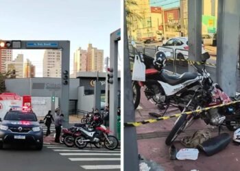 Acidente entre carro e moto no cruzamento da avenida Bady Bassitt em Rio Preto.